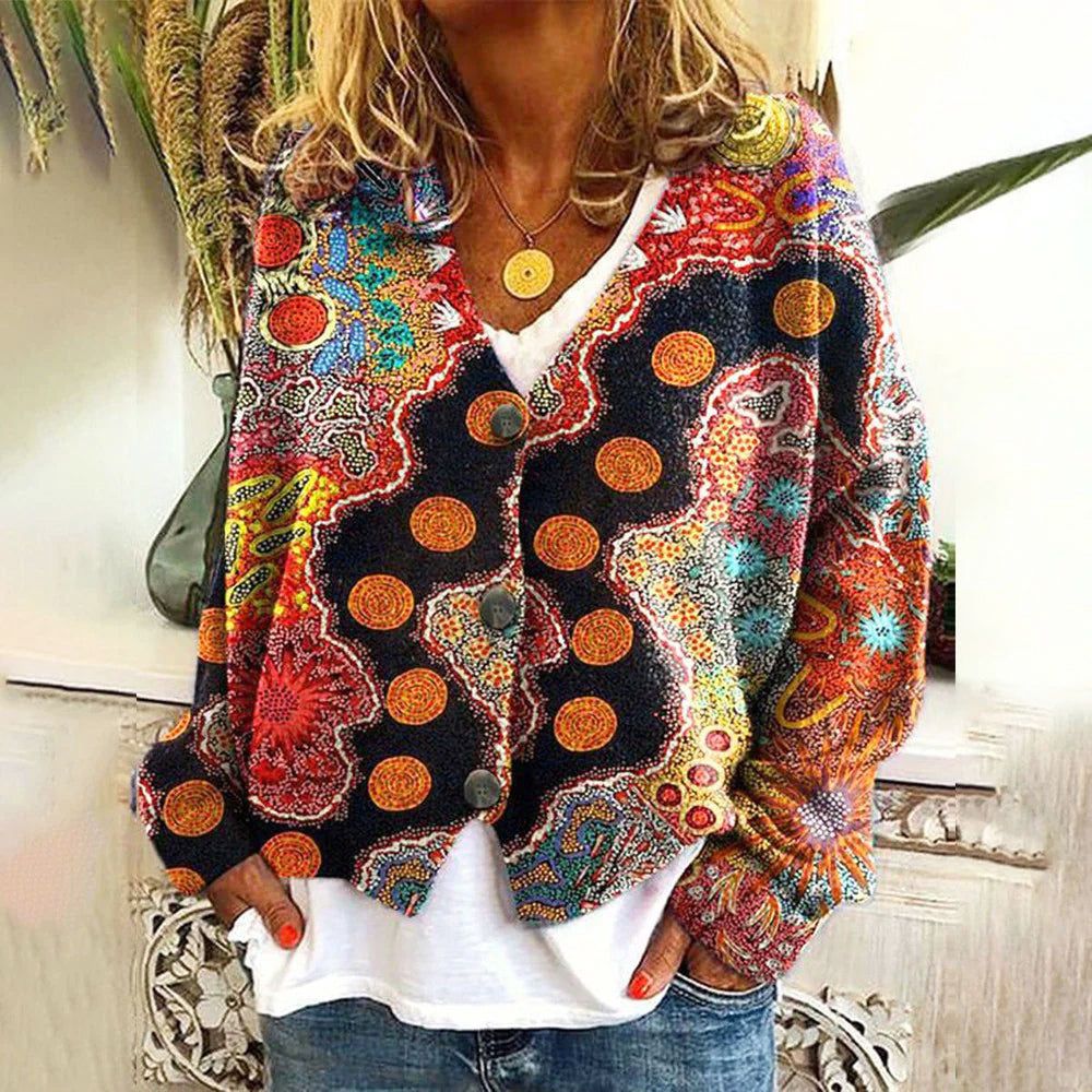 Marigold - Women's Embroidered V-Neck Cardigan