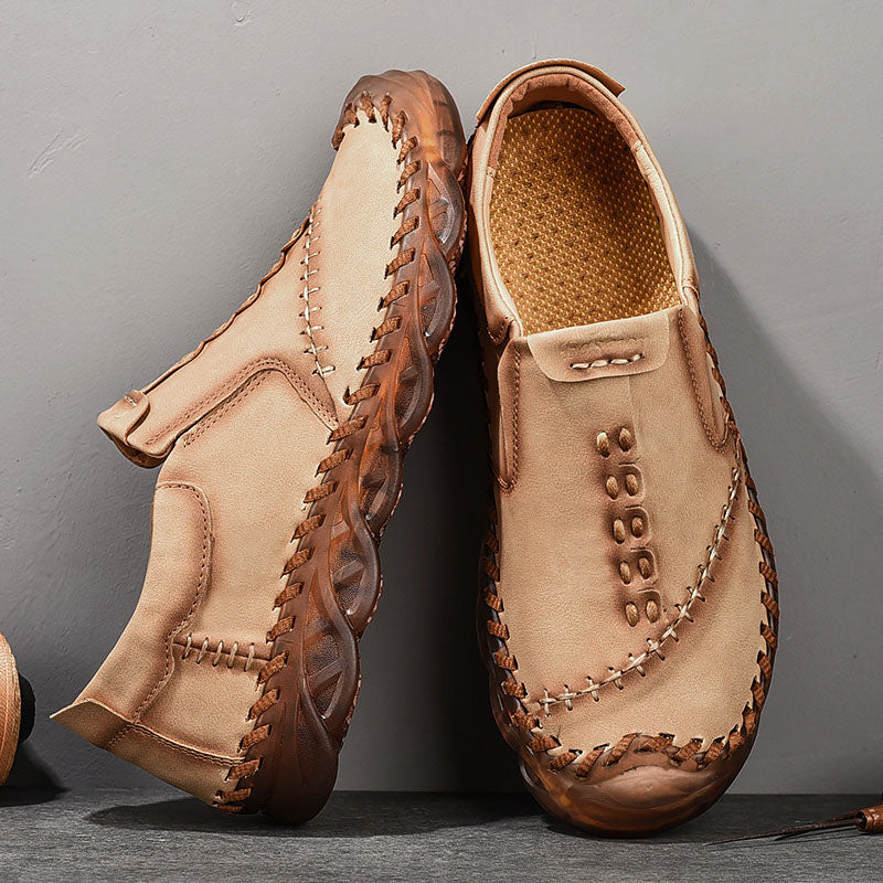 Mason - Men's Hand-Stitched Nubuck Slip-On Moccasins