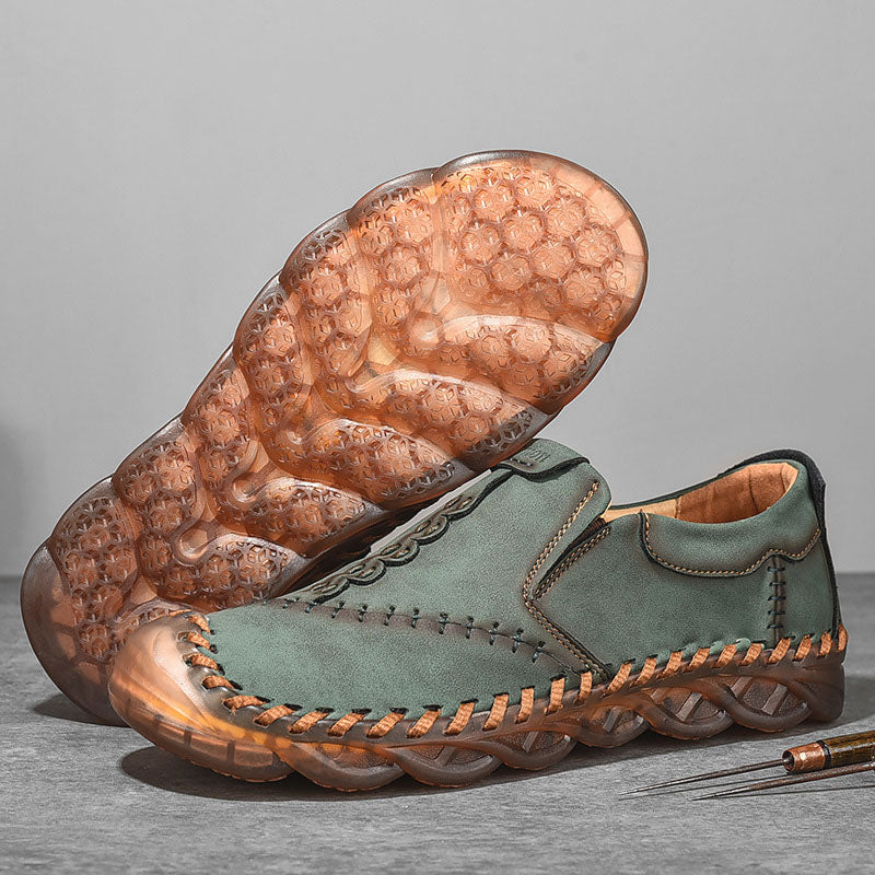 Mason - Men's Hand-Stitched Nubuck Slip-On Moccasins