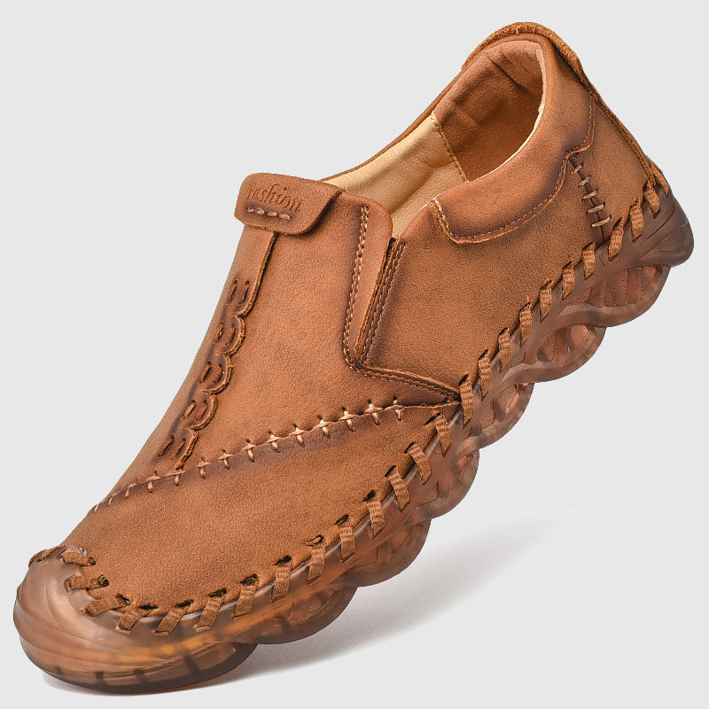 Mason - Men's Hand-Stitched Nubuck Slip-On Moccasins