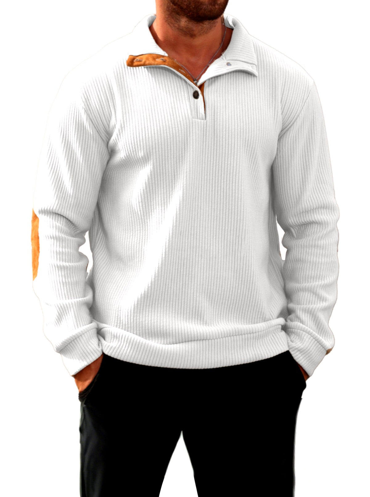 Matt - Men's Elbow Patch Ribbed Pullover Sweater 2
