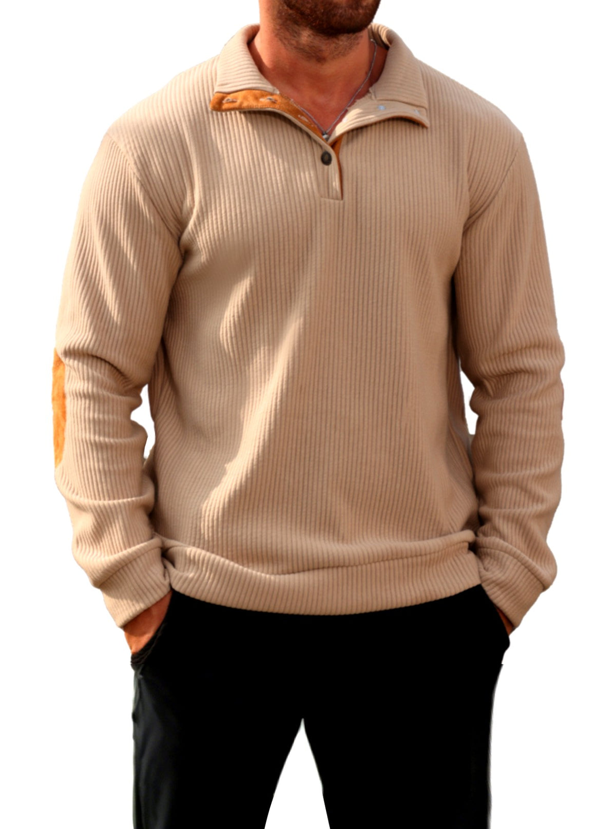 Matt - Men's Elbow Patch Ribbed Pullover Sweater 5