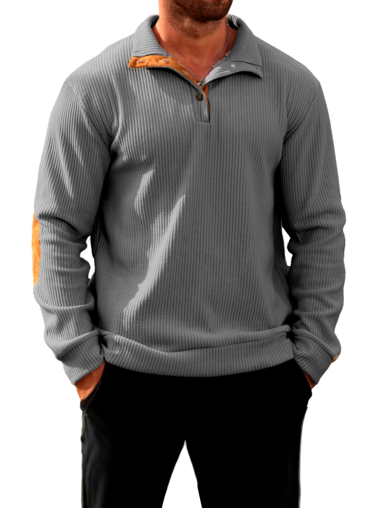 Matt - Men's Elbow Patch Ribbed Pullover Sweater 6