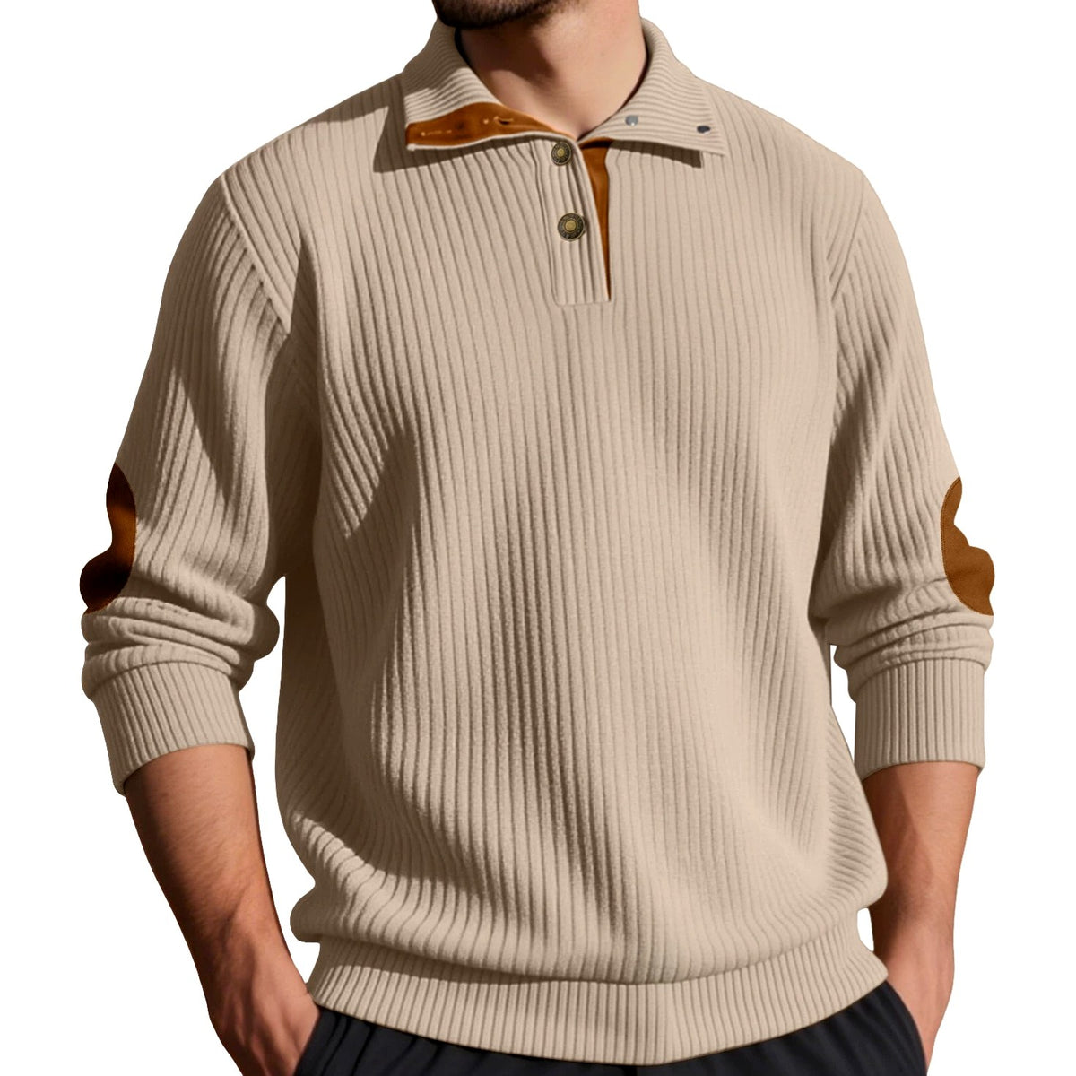 Matt - Men's Elbow Patch Ribbed Pullover Sweater 8