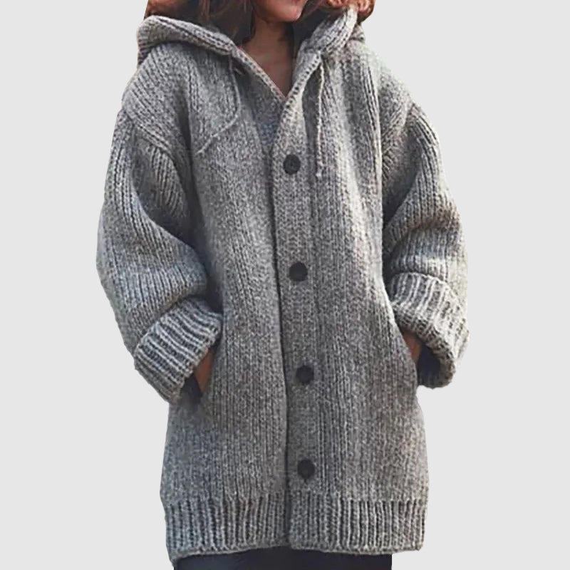 Megan - Women's Oversized Chunky Knit Hooded Cardigan