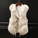 Melody - Women’s Faux Fur Vest with Lapel Collar