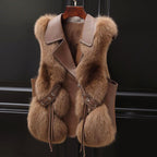 Melody - Women’s Faux Fur Vest with Lapel Collar