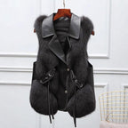 Melody - Women’s Faux Fur Vest with Lapel Collar