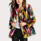 Mia - Women's Multicolor Faux Fur Open-Front Coat