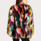 Mia - Women's Multicolor Faux Fur Open-Front Coat