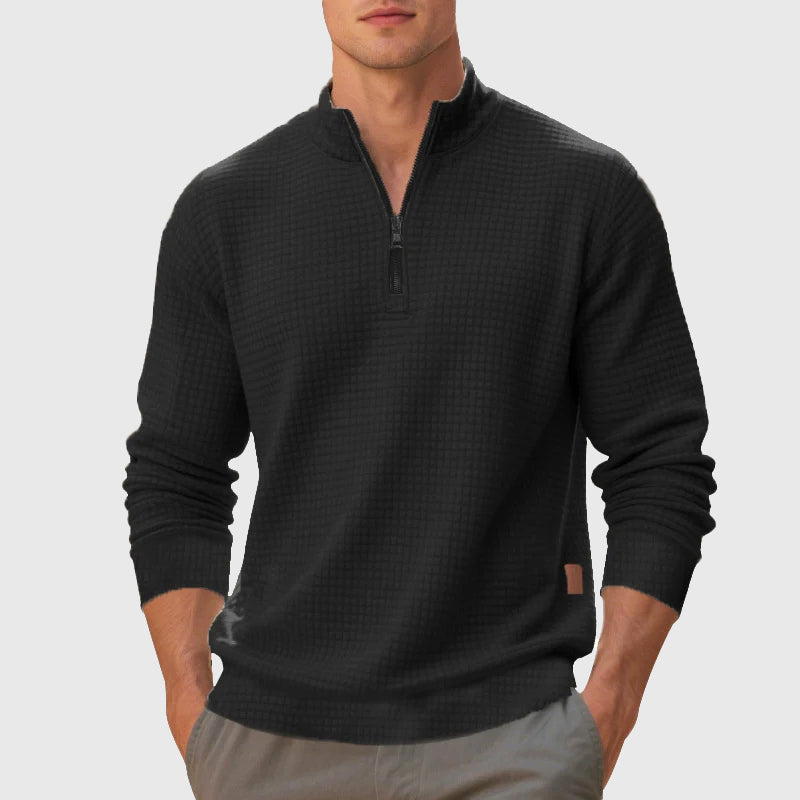 Michael - Men's Waffle Knit Quarter-Zip Sweatshirt