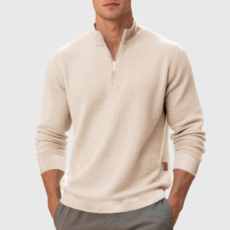 Michael - Men's Waffle Knit Quarter-Zip Sweatshirt
