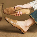 Mirabelle - Women's Genuine Leather Basket Weave Flats