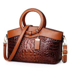 Nancy - Women’s Croco Embossed Leather Handbag