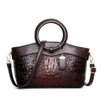 Nancy - Women’s Croco Embossed Leather Handbag