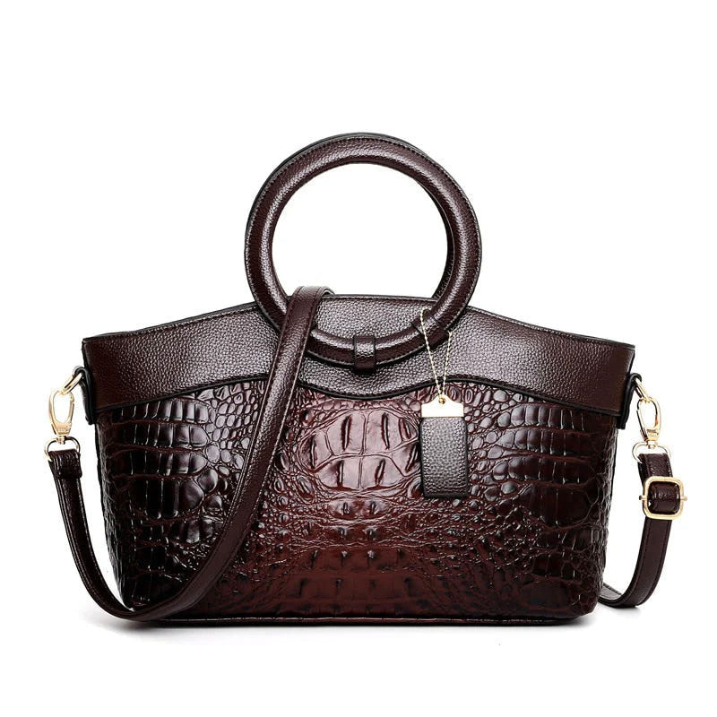 Nancy - Women’s Croco Embossed Leather Handbag