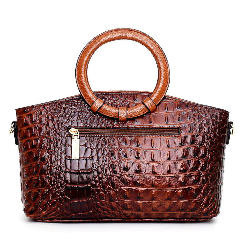 Nancy - Women’s Croco Embossed Leather Handbag