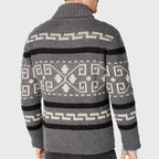 Nathan - Men's Geometric Jacquard Zip Cardigan