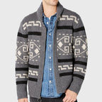 Nathan - Men's Geometric Jacquard Zip Cardigan