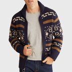 Nathan - Men's Geometric Jacquard Zip Cardigan