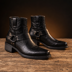 Nikolai - Men's Strapped Leather Ankle Boots