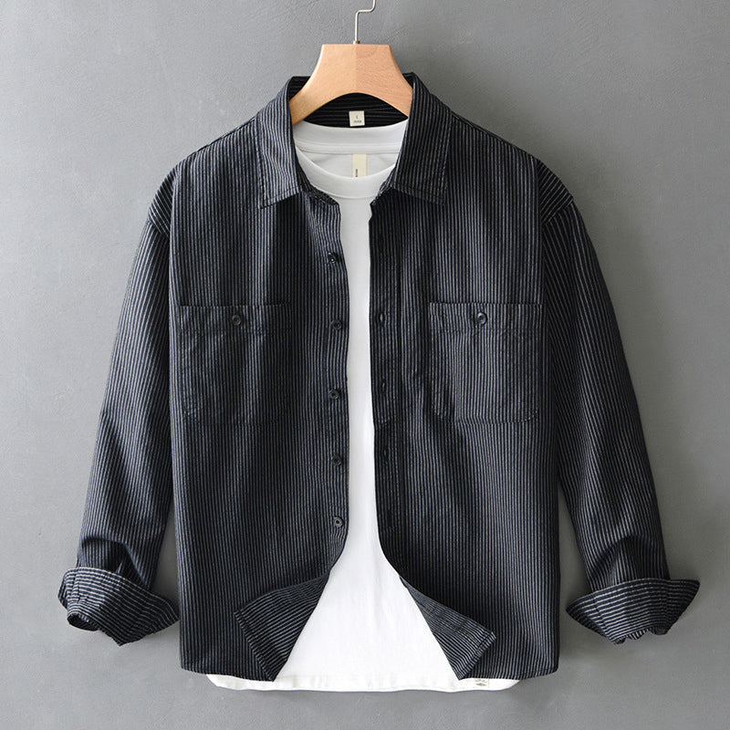 Nolan - Men's Striped Button-Up Overshirt