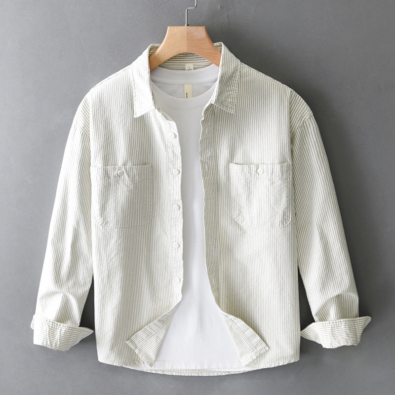 Nolan - Men's Striped Button-Up Overshirt