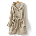 Paisley - Women's Cable Knit Hooded Cardigan