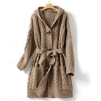 Paisley - Women's Cable Knit Hooded Cardigan