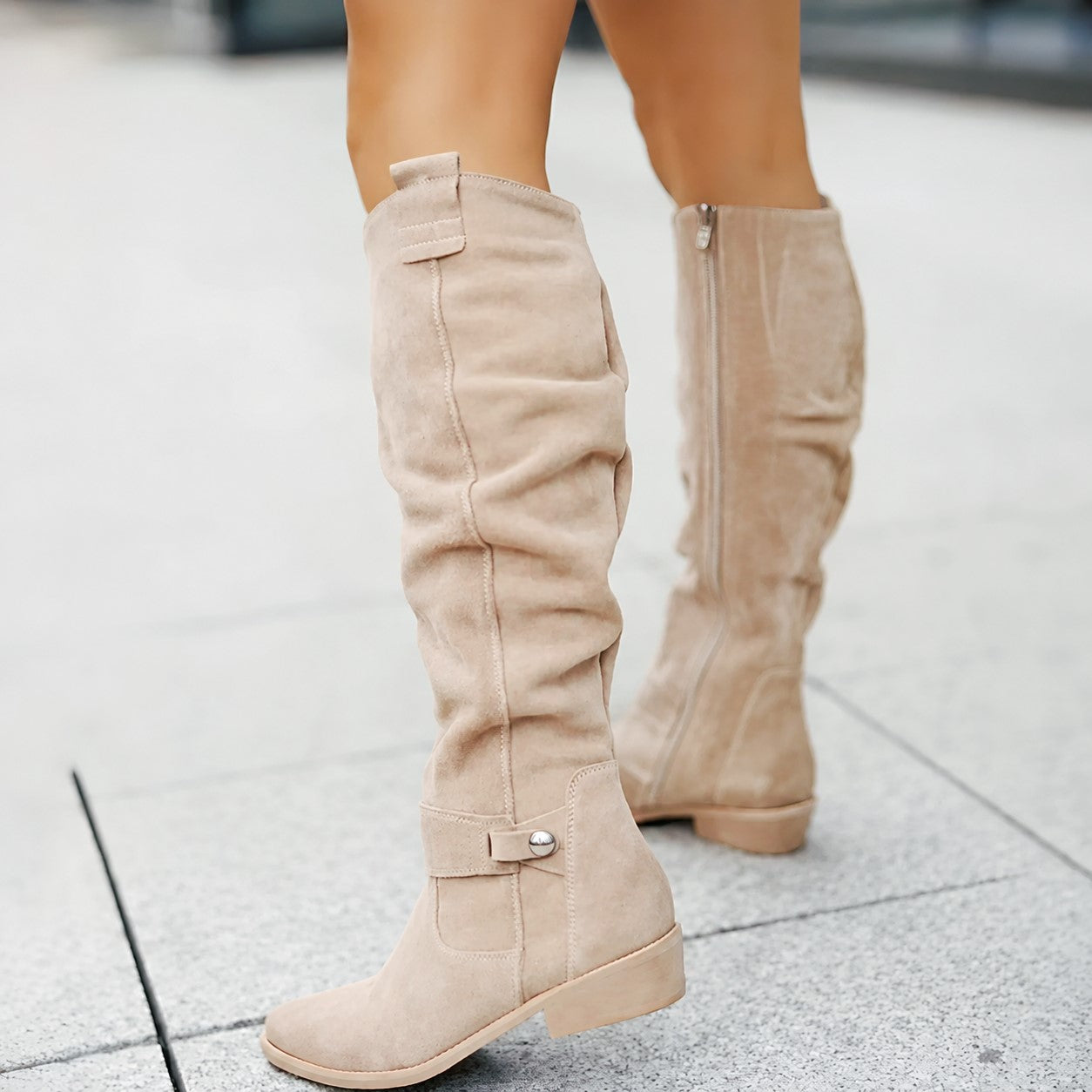 Pamela - Women’s Suede Knee-High Riding Boots