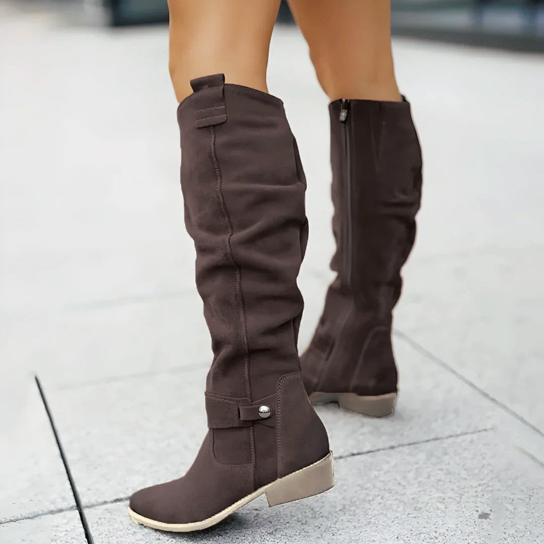 Pamela - Women’s Suede Knee-High Riding Boots