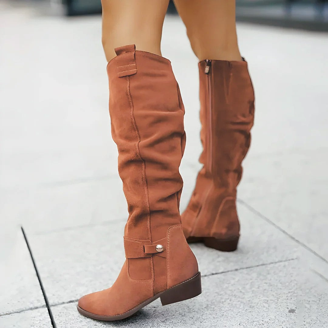 Pamela - Women’s Suede Knee-High Riding Boots