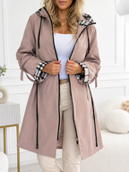 Piper - Women's Hooded Zip Rain Jacket with Plaid Cuff Detail