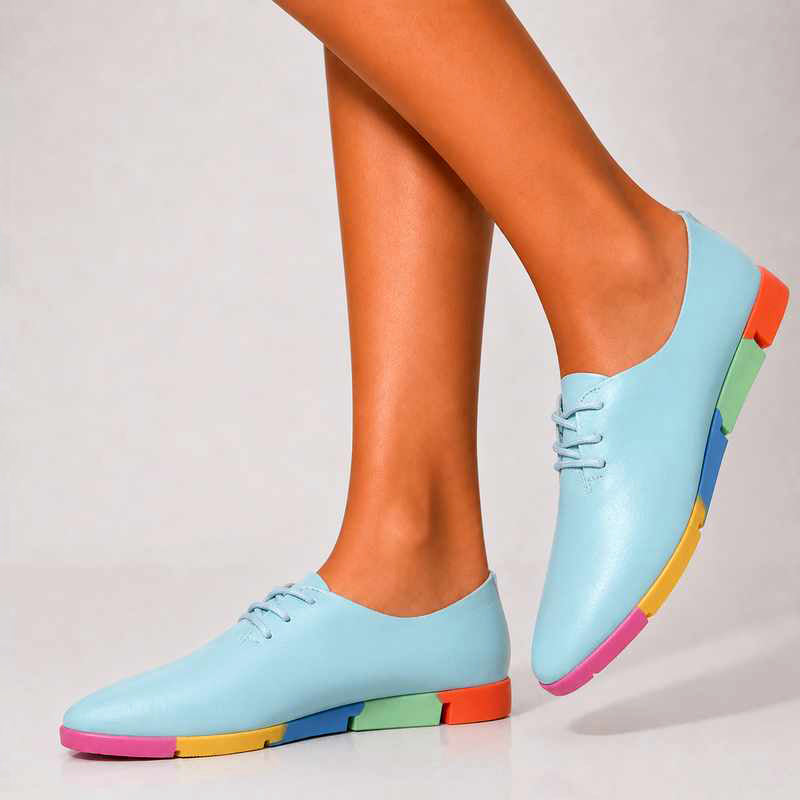 Raya - Women's Leather Rainbow Sole Sneakers