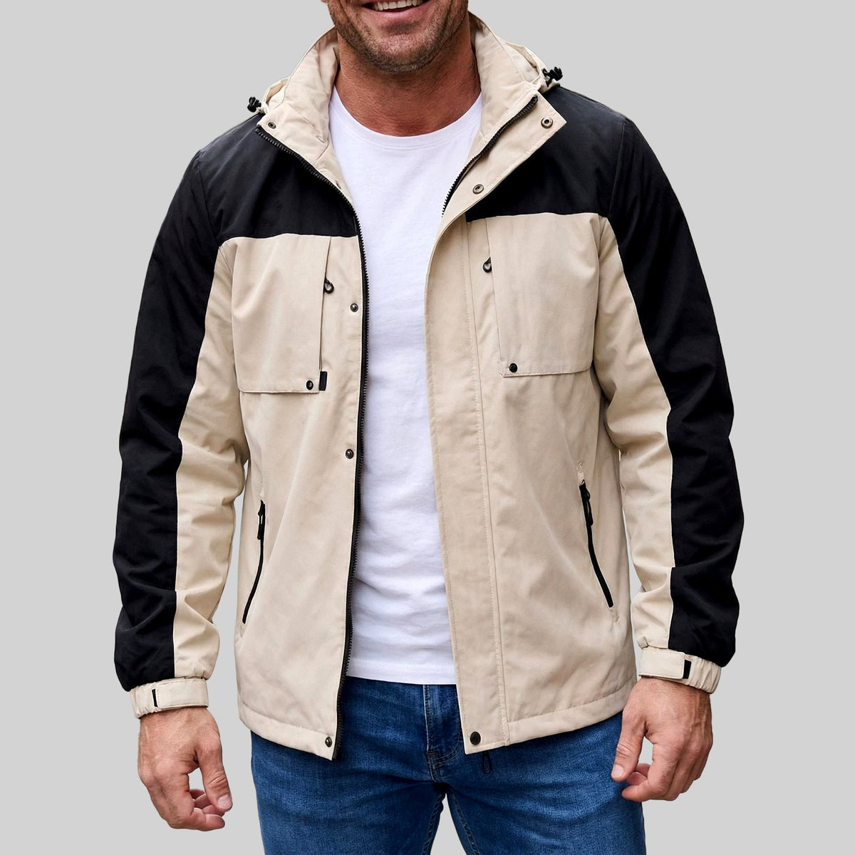 Romeo - Men's Color-Block Zip-Front Windbreaker