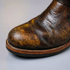 Rowan - Men's Aged Leather Engineer Boots with Metal Buckle Straps