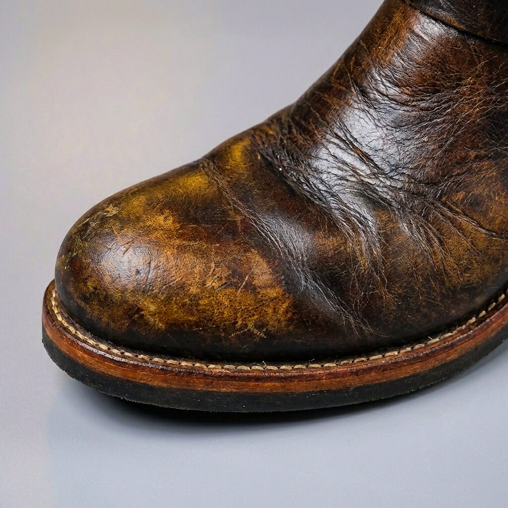Rowan - Men's Aged Leather Engineer Boots with Metal Buckle Straps