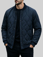 Ryan - Men's Wave Quilted Stand Collar Bomber Jacket