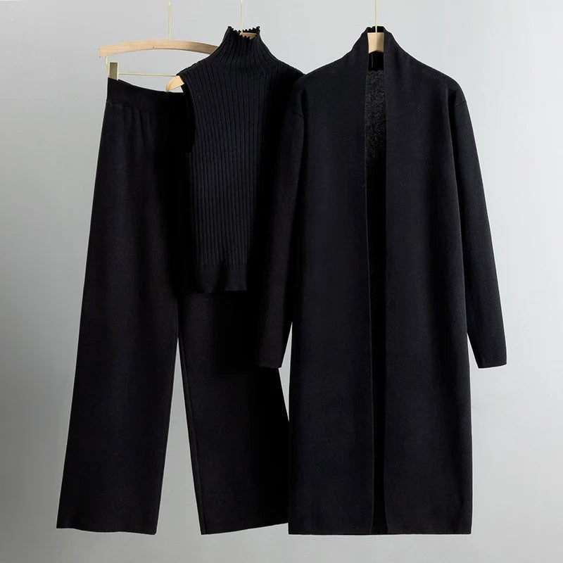 Savannah - Women's Ribbed Knit Three-Piece Matching Set