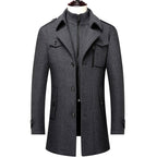 Sebastian - Men's Wool Blend Trench Coat with Zip Collar 2