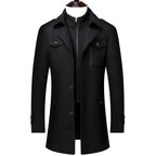 Sebastian - Men's Wool Blend Trench Coat with Zip Collar 3