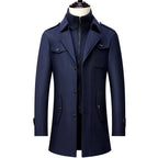 Sebastian - Men's Wool Blend Trench Coat with Zip Collar 5