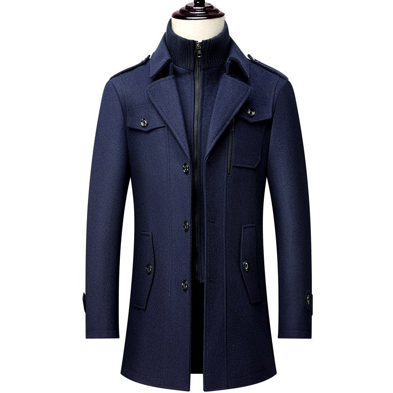 Sebastian - Men's Wool Blend Trench Coat with Zip Collar 5