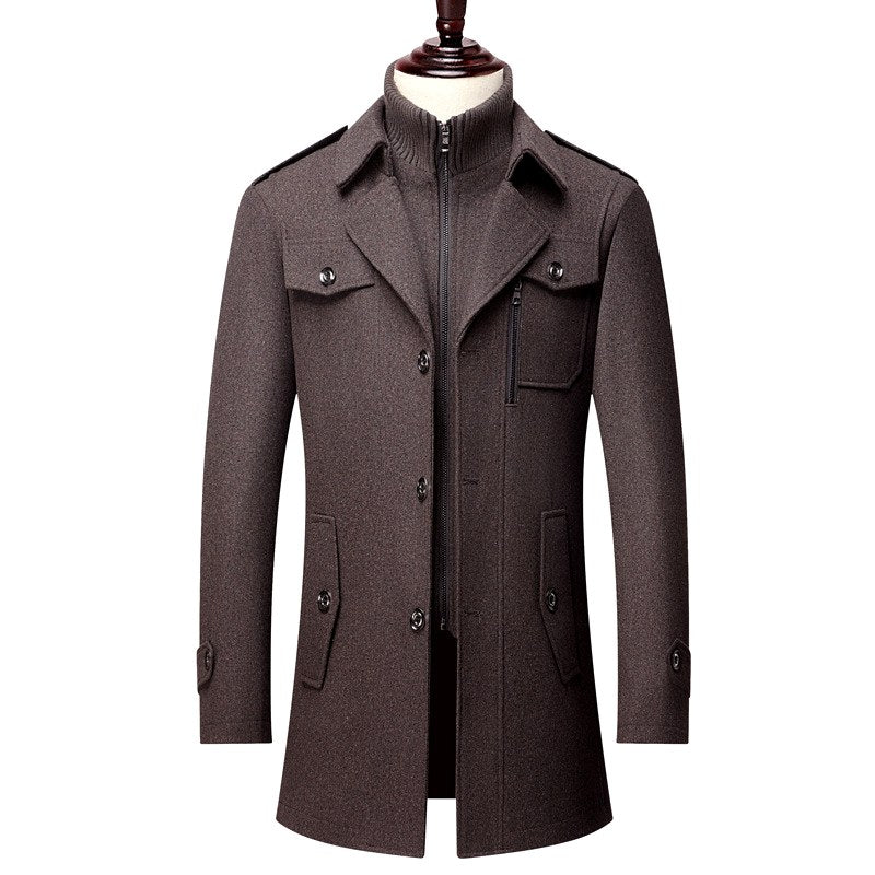 Sebastian - Men's Wool Blend Trench Coat with Zip Collar 6