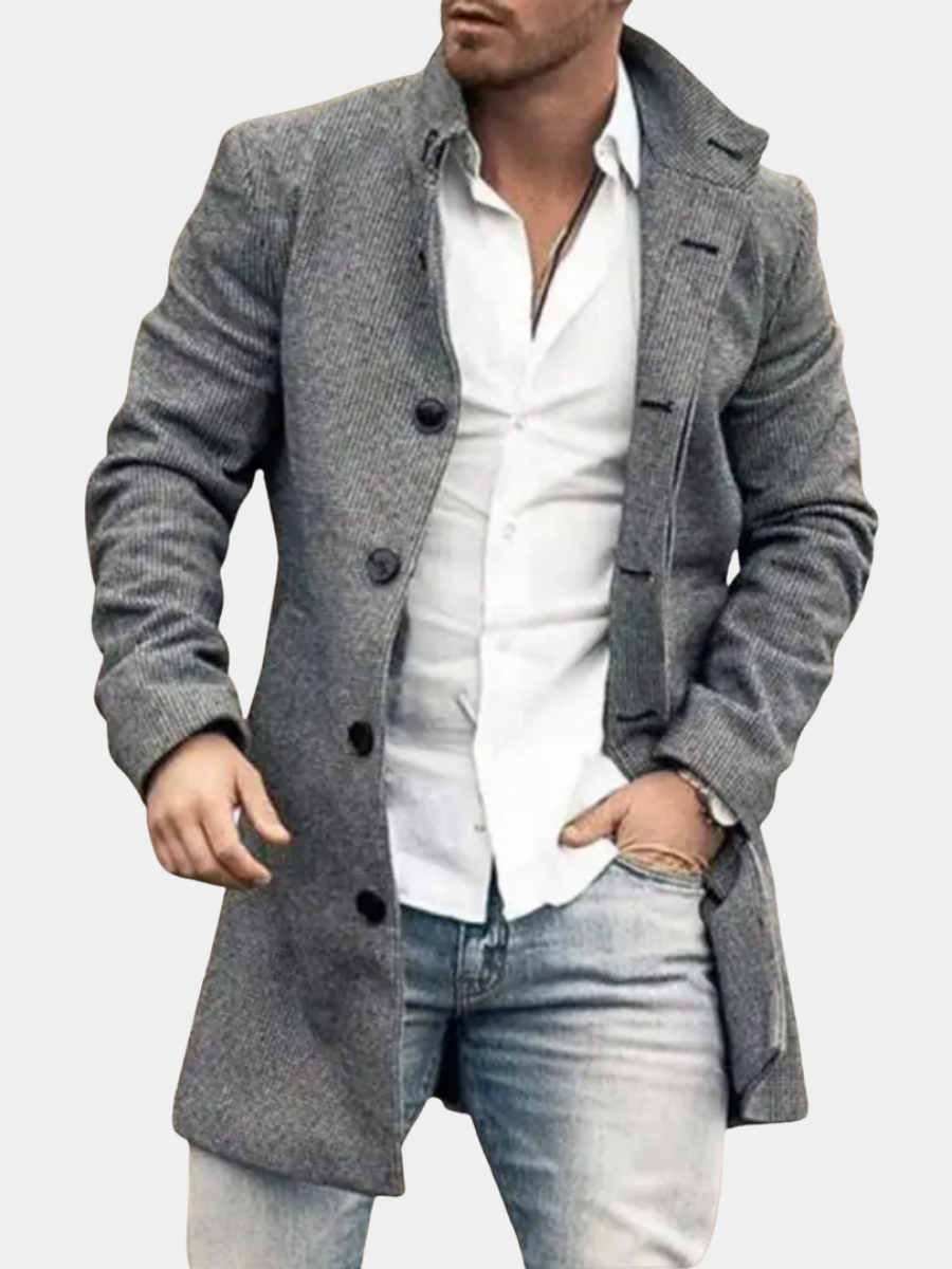Tobias - Men's Tailored Wool-Blend Overcoat