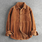 Travis - Men's Corduroy Button-Down Shirt with Pocket