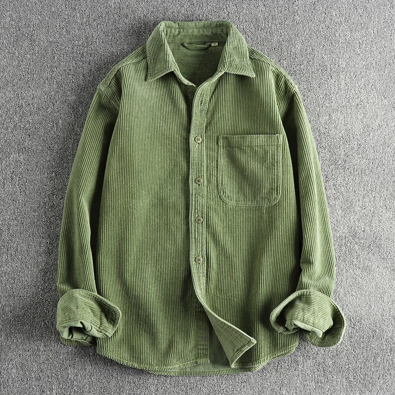 Travis - Men's Corduroy Button-Down Shirt with Pocket