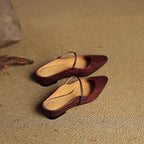 Valeria - Women's Pointed-Toe Leather Flats
