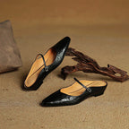 Valeria - Women's Pointed-Toe Leather Flats