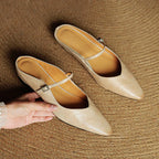Valeria - Women's Pointed-Toe Leather Flats